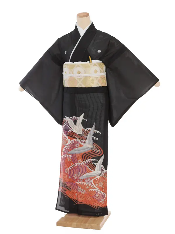 夏留袖 絽 7031 松に鶴(化繊) | 着物レンタルの京都かしいしょう