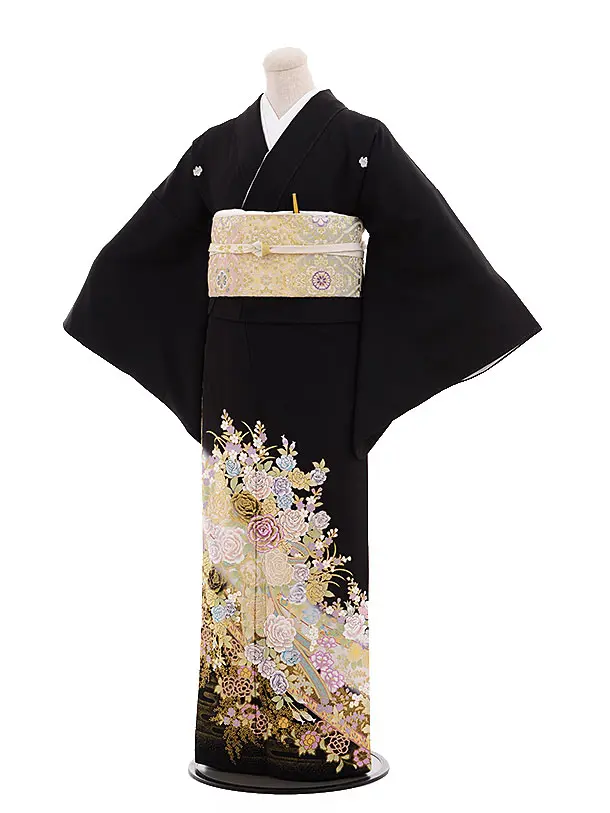 ＊ 市松人形 15号 アンティーク 黒留袖 着物 帯 ＊ 留袖 明治 市松人形 15号 アンティーク 黒留袖 着物 帯 ＊ 留袖 明治