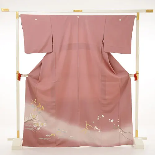 色留袖レンタル670退紅色松竹梅鶴 | 着物レンタルの京都かしいしょう