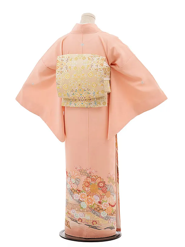 色留袖レンタル 741 京友禅 ｻｰﾓﾝﾋﾟﾝｸ 正倉院文様 天平浪漫 花