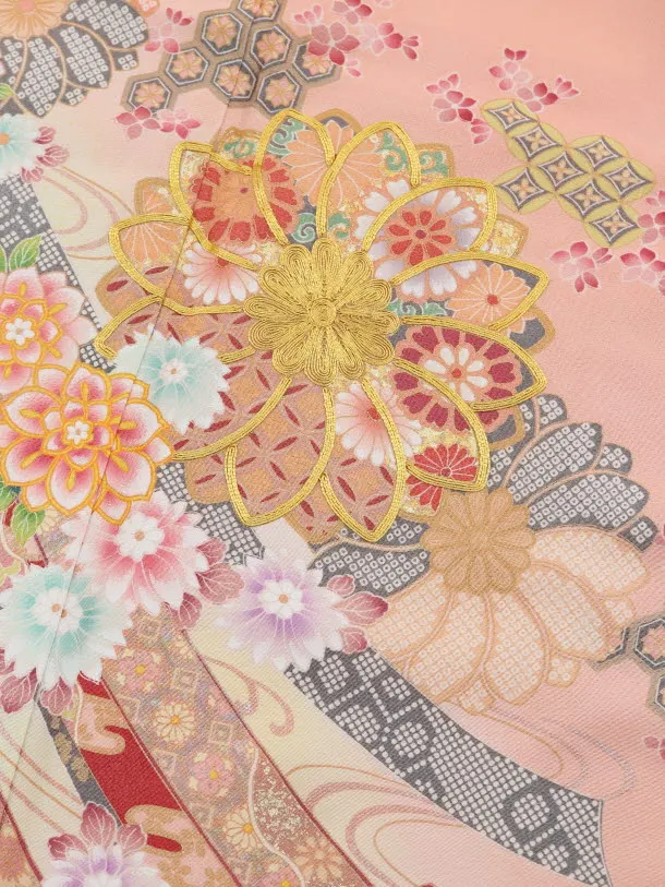 色留袖レンタル 741 京友禅 ｻｰﾓﾝﾋﾟﾝｸ 正倉院文様 天平浪漫 花