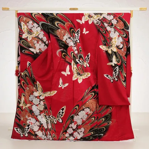 zunezune 振袖ドレス キャップ袖 着物リメイク 桂由美 赤 zunezune 振袖ドレス キャップ袖 着物リメイク 桂由美 赤