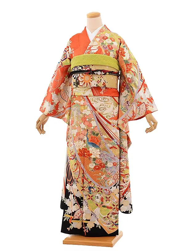 赤 吉祥 新古典柄 振袖 身丈162 赤 吉祥 新古典柄 振袖 身丈162 振袖レンタル 成人式 フルセット 1月