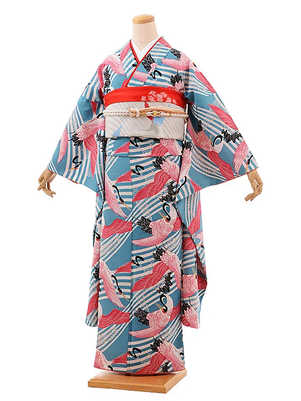 【着せ替え】平安十二単風　水色の古典花模様（表着）【ＳＤ１３・ＳＤサイズ】 0_5b824cb2ea33cb03818e621ce80c