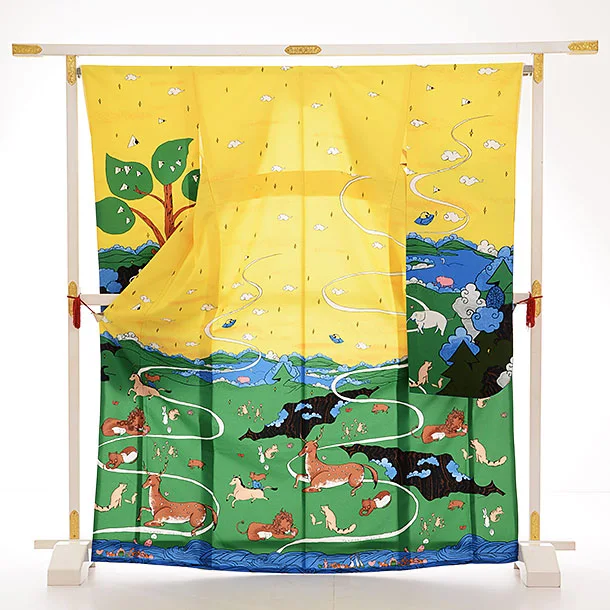 振袖978 ﾂﾓﾘﾁｻﾄ ﾕｰﾄﾋﾟｱ黄色 | 着物レンタルの京都かしいしょう