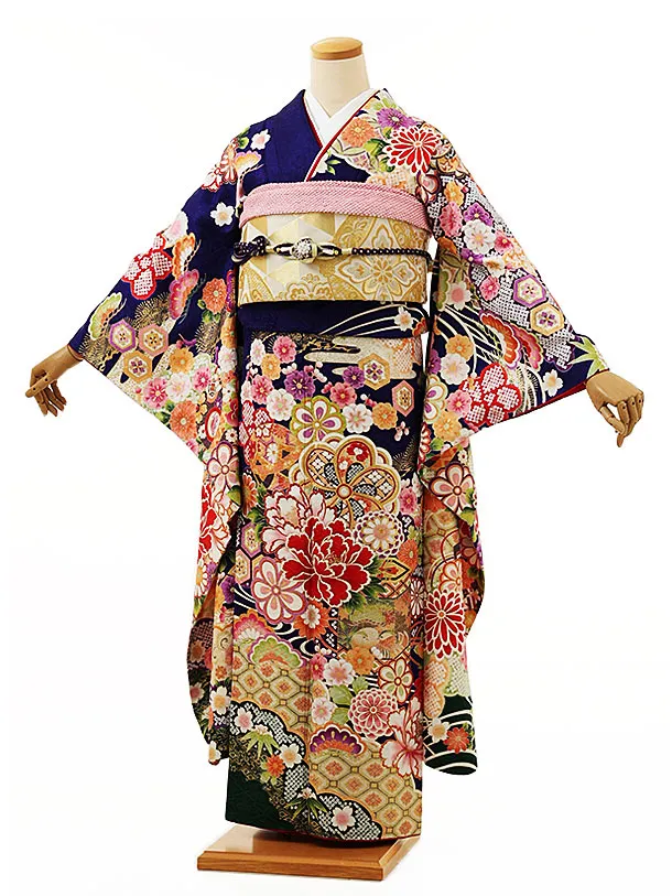 振袖　セット　ブルーグリーン ブラック　光沢 振袖 セット ブルーグリーン ブラック 光沢