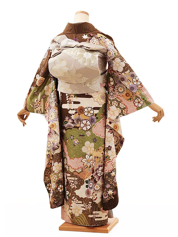 振袖　刺繍　金彩　貝桶　牡丹　熨斗　菊　牡丹　流水　成人式　着物　101b d 振袖 刺繍 金彩 貝桶 牡丹 熨斗 菊 牡丹 流水 成人式 着物 101b d