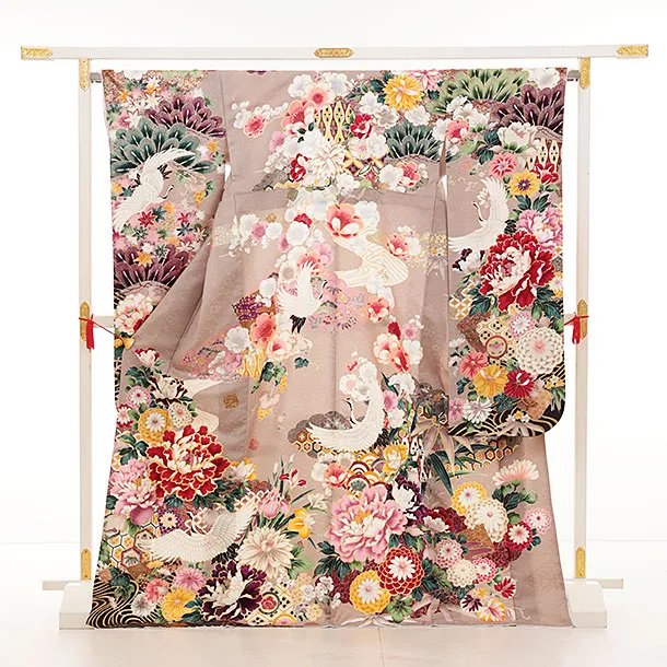 振袖フルセット　白地　鶴　牡丹　古典柄 振袖 舞鶴牡丹-桜色-（ご予約受注品） | 振袖 | やまと