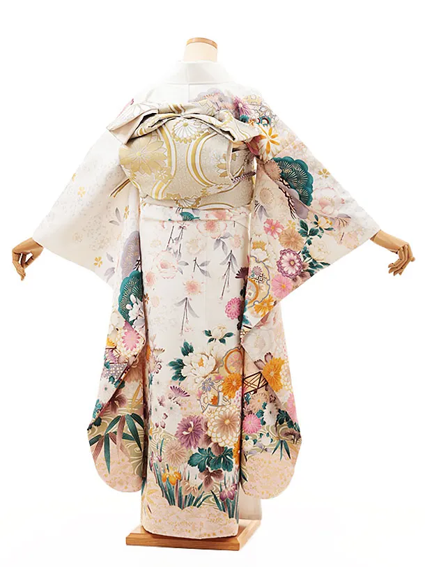 白地の正絹振袖 全て揃ったフルセット 白地の正絹振袖 全て揃ったフルセット