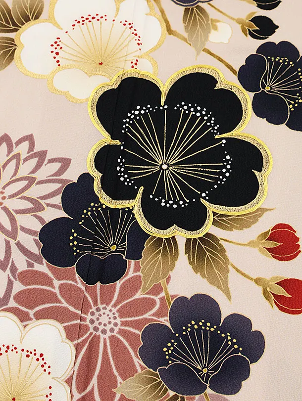 振袖レンタル1420 ピンクベージュ 桜 | 着物レンタルの京都