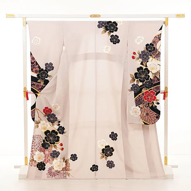 振袖レンタル1420 ピンクベージュ 桜 | 着物レンタルの京都かしいしょう