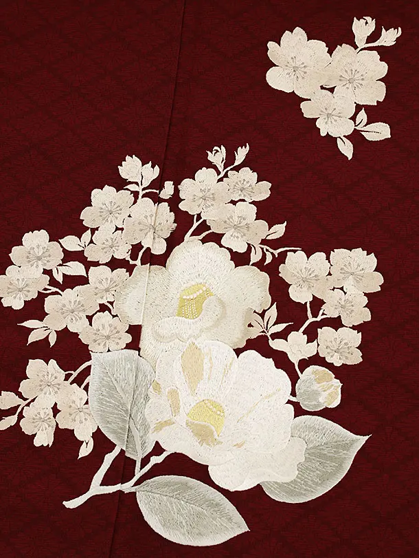 E256☆送料込み❣️仮絵羽 未仕立て 振袖 牡丹・桜・菊模様 刺繍 八掛付き❣️ D009☆送料込み❣️仮絵羽 未仕立て 振袖 牡丹菊梅模様 刺繍