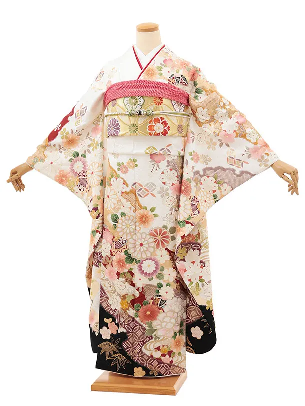 振袖レンタル1475 白地 菊花づくし
