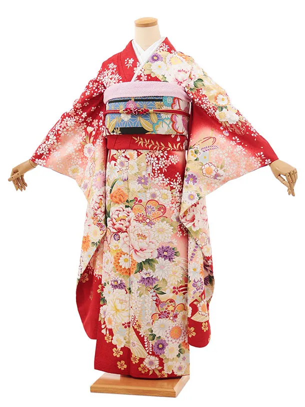 振袖レンタル1511 赤地 花づくし