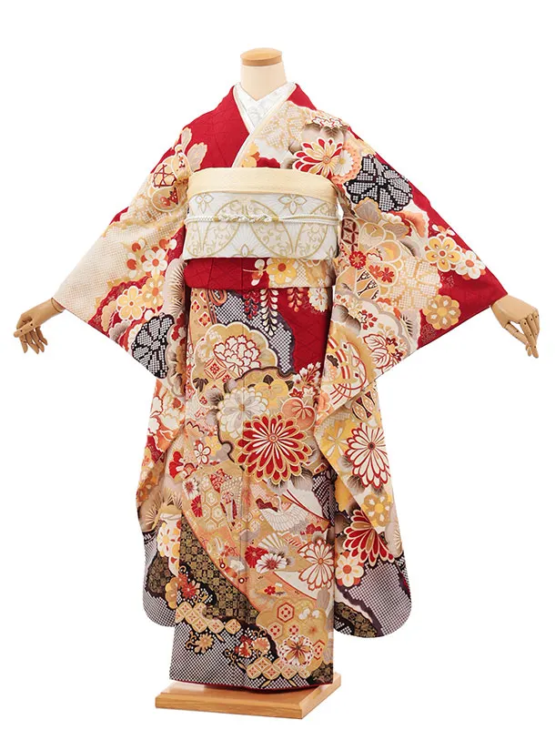 赤 吉祥 新古典柄 振袖 身丈162 赤 吉祥 新古典柄 振袖 身丈162