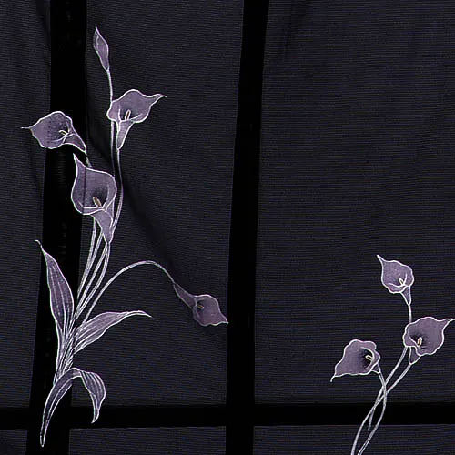 夏着物【黒地 夏夜の植物模様】絽 アンティーク着物 ボタニカル 薄物 夏物 夏着物【黒地 夏夜の植物模様】絽 アンティーク着物 ボタニカル