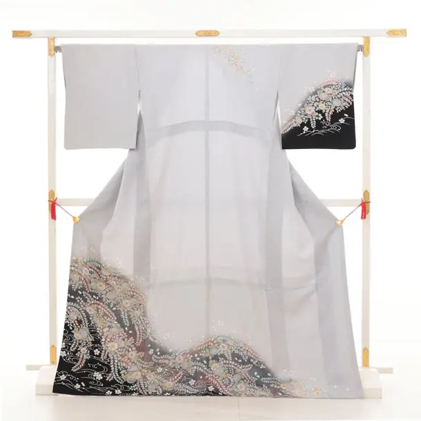 着用少ない！美品＊辻が花＊総柄＊テールグリーン＊豪華＊訪問着＊１６４ｃｍ＊裄６９ 訪問着 霞に辻が花模様 - からん::アンティーク着物・リサイクル