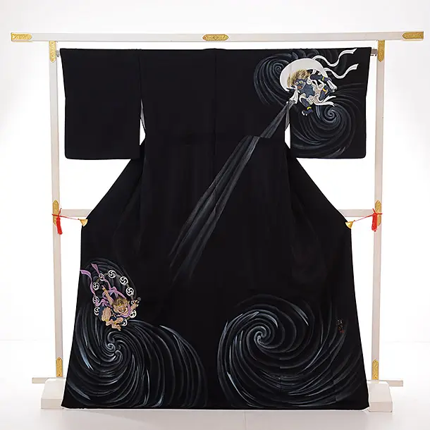 二部式帯　風神雷神　黒地　袋帯　着物　084a p 203330-sb152.jpg