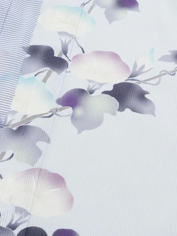 A 美品 夏物 朝顔模様 飴色 絹麻 絽 紗 付け下げ 着物 A 美品 夏物 朝顔模様 飴色 絹麻 絽 紗 付け下げ 着物