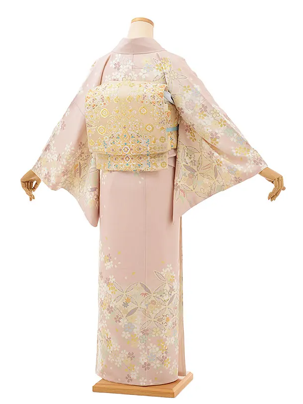 訪問着レンタルtc857 JAPANSTYLE 薄ピンク地 七宝に桜 | 着物レンタル