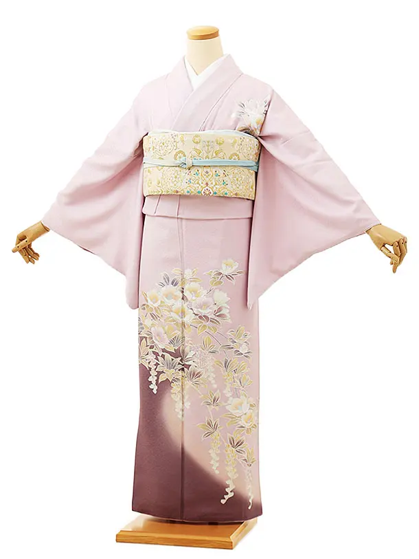 訪問着t1027 尾峨佐染繍 パープル 花 | 着物レンタルの京都