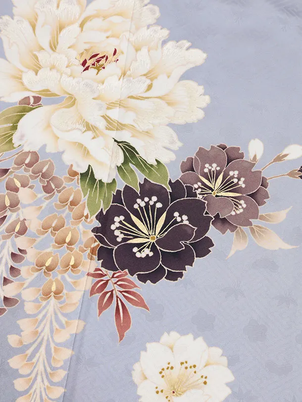 遠田藤舟　訪問着　花模様　牡丹　菊花　桜　萩　着物　018k 遠田藤舟 訪問着 花模様 牡丹 菊花 桜 萩 着物 018k