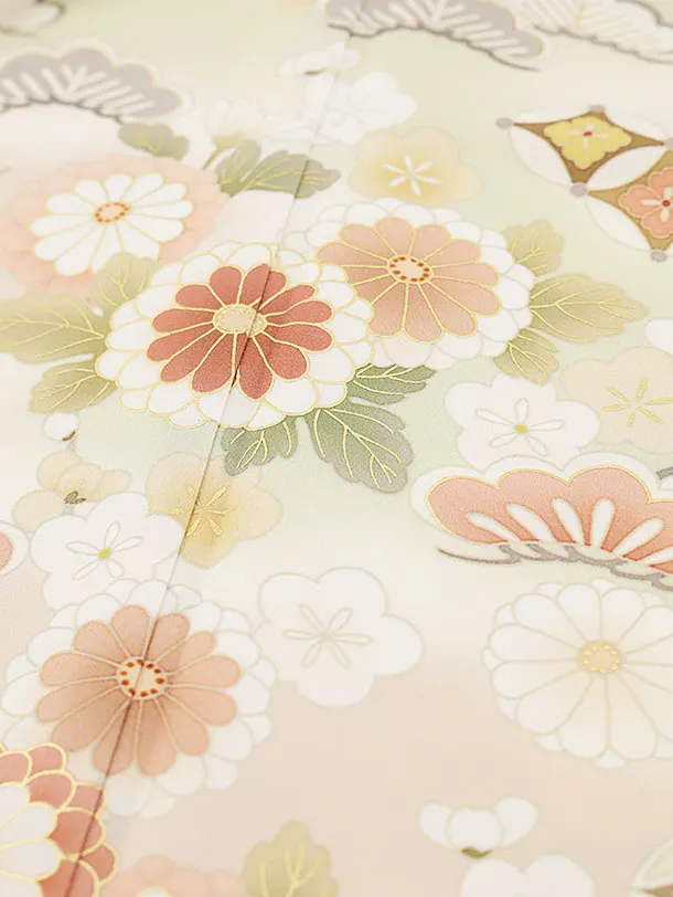 訪問着t1155 JAPANSTYLE ﾋﾟﾝｸﾍﾞｰｼﾞｭ七宝松菊 | 着物レンタルの京都