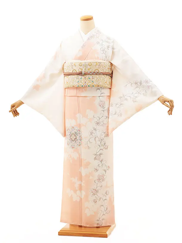 抹茶パウンド訪問着 訪問着t1404 クリーム地 扇絵に菊花 | 着物レンタルの京都かしい