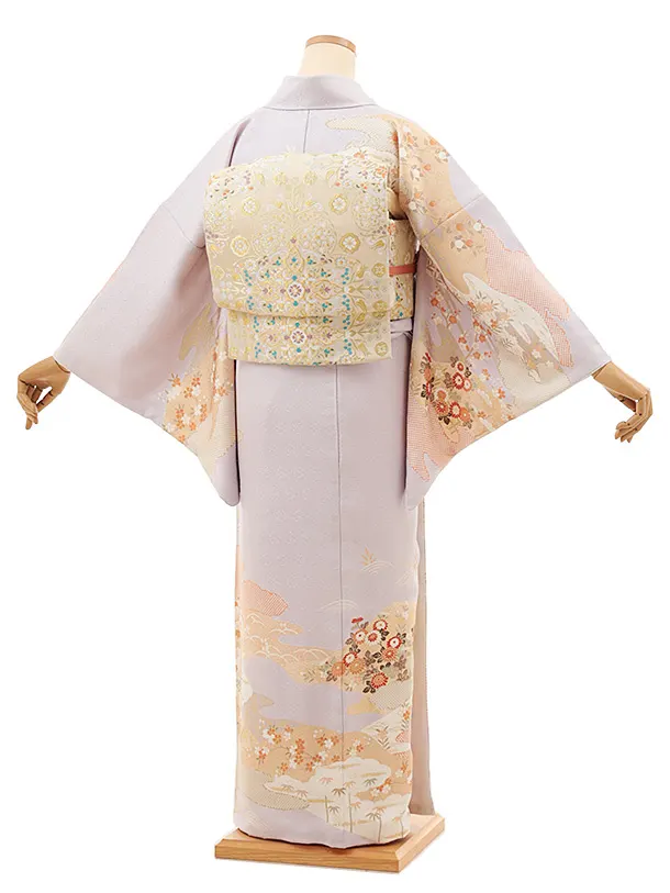 訪問着t1395 薄紫地 流水四季花 | 着物レンタルの京都かしいしょう