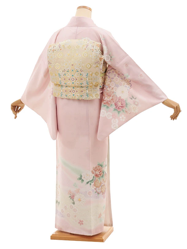 訪問着　フルセット　雪輪　鞠　コロンコロン　着物　付け下げ　I5 訪問着t1518 式部浪漫 ピンク雪輪に花 | 着物レンタルの京都