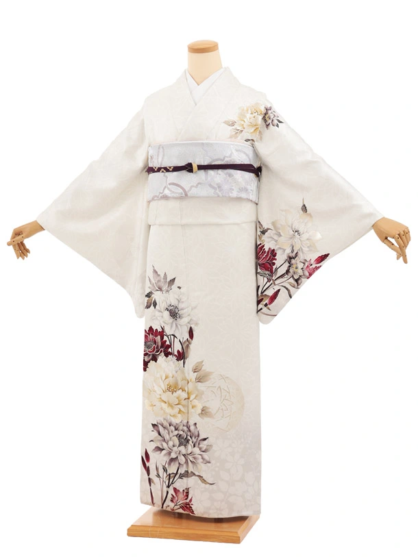訪問着tt1114(トールサイズ) ベージュ牡丹藤桜 | 着物レンタルの京都