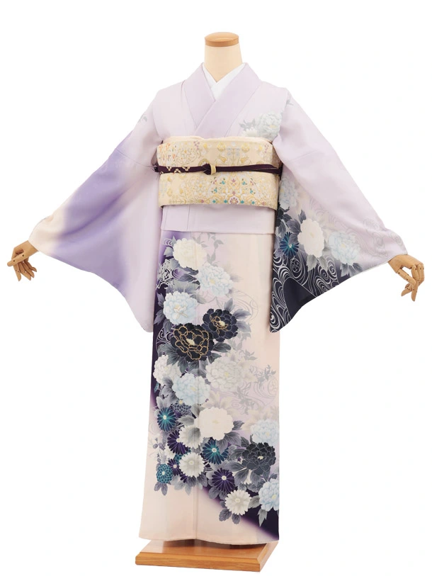 訪問着tt1723(トールサイズ)ラベンダー 菊と牡丹 | 着物レンタルの京都
