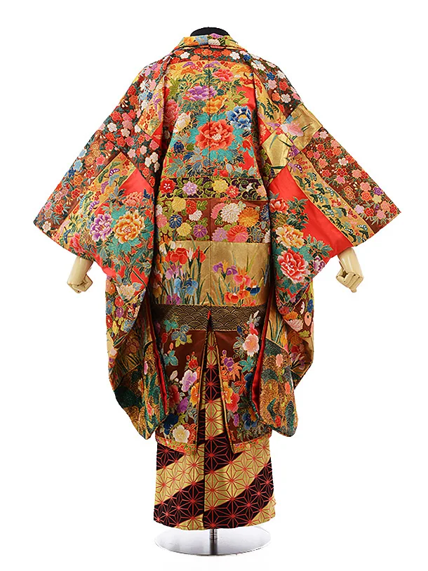 男性用袴men0076 黒 紋服 赤 総手刺しゅう(L) | 着物レンタルの