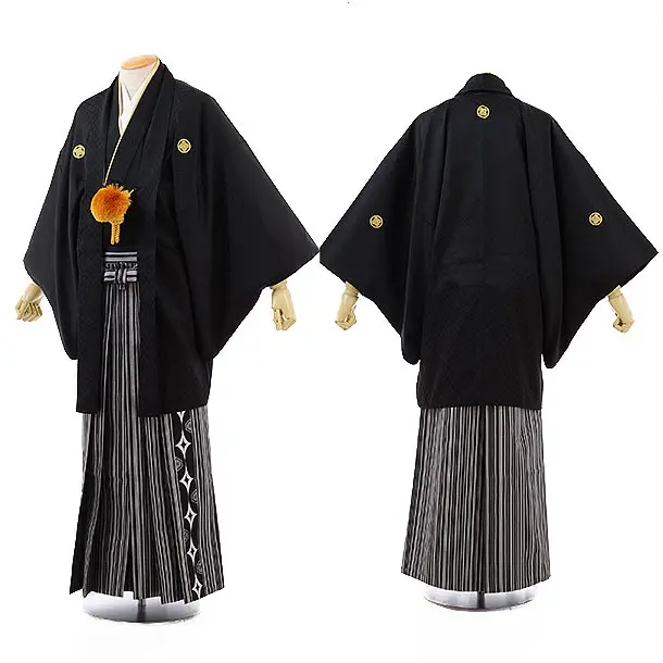 とらまる♡羽織袴 楽天市場】男 紋付 羽織 袴 3点セット 成人式 卒業式 無地 黒 金