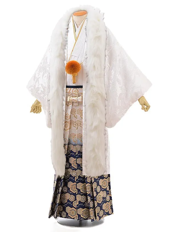 男性用袴men0119白地式花×紺ぼかし袴 | 着物レンタルの京都