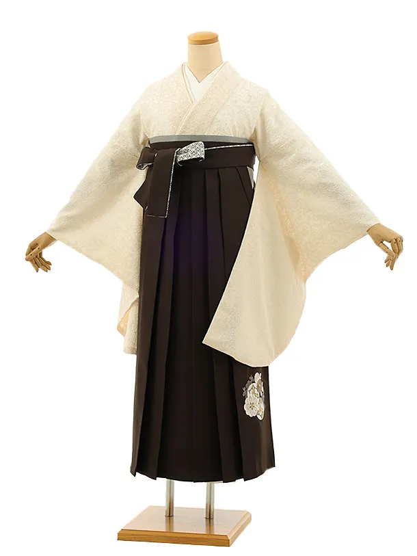 卒業式袴レンタル1513ベージュ牡丹藤x茶ぼかし | 商品詳細