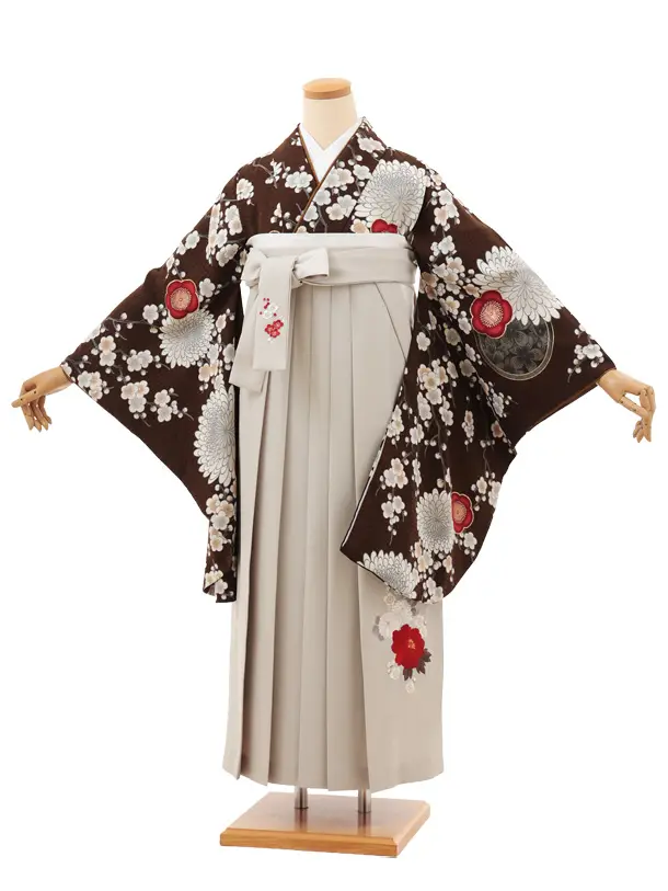 卒業袴T120　九重 ブラウン梅菊×ベージュ