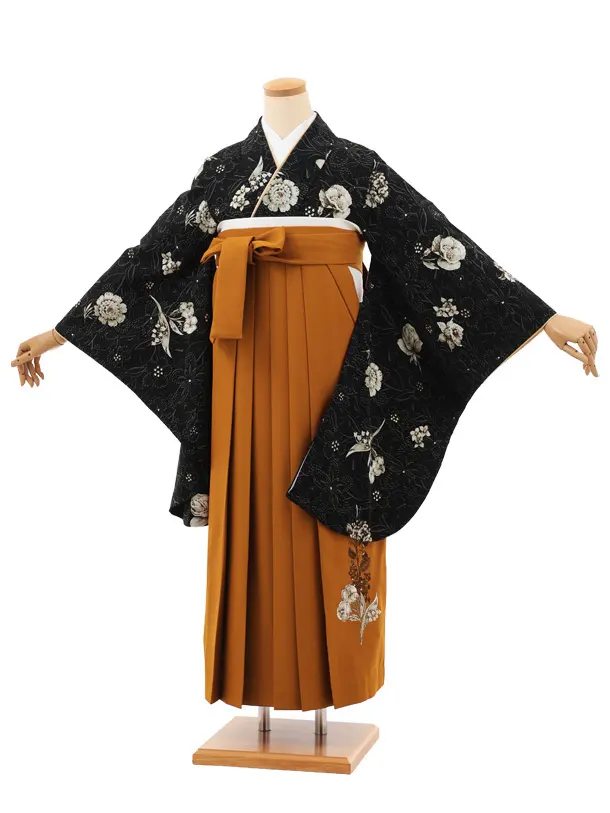 卒業袴T190 JILLSTUART ブラックフルール×テラコッタ