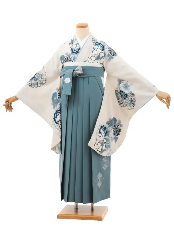 卒業袴T200 Kansai 白練花×ペールブルー
