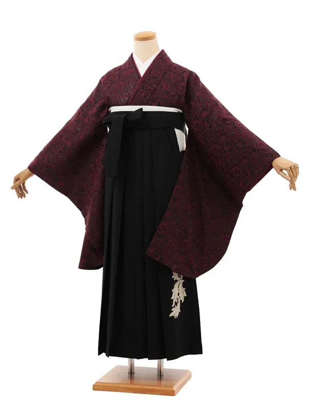 卒業袴T224 バーガンディジャガードバラ×黒