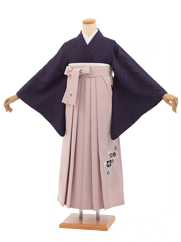 先生,教員向け袴レンタルT354紫×パープルピンク　　