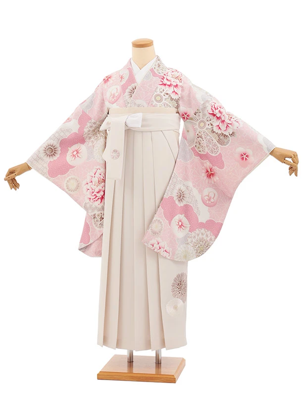 卒業式袴T473 JAPAN STYLE ピンク京菓子 × アイボリー