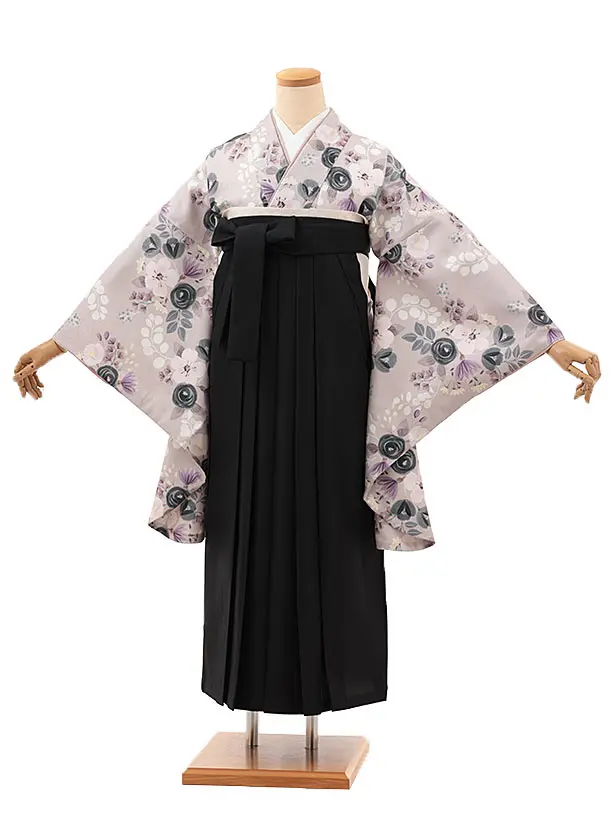 MITTAN 別注 SAGYO 野袴 卒業式袴レンタルV476 ニュアンスピンクﾊﾟｽﾃﾙﾌﾞｰｹ×黒 | 着物