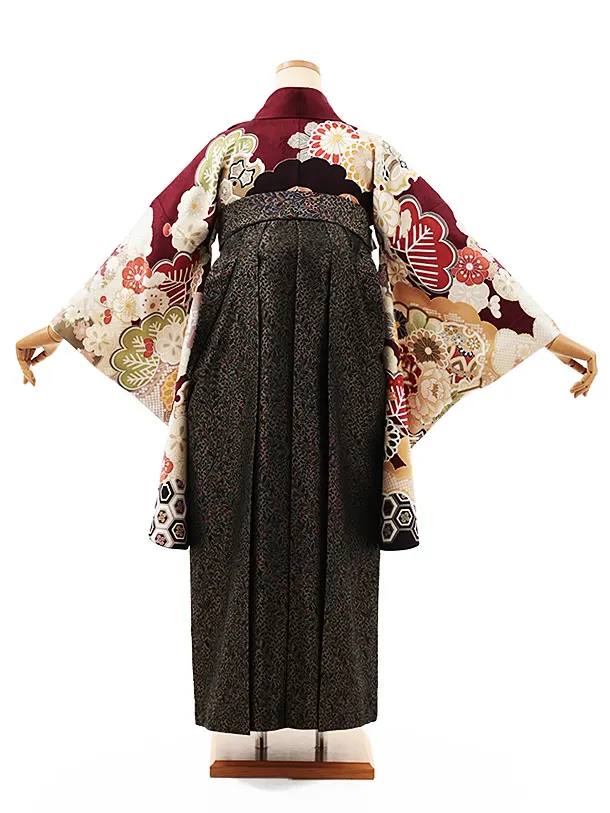 cana*　ピンパネル　本格的袴　懐剣など付 レンタル着物B00025×袴WNB030 | 【京都さがの館】卒業式袴レンタル