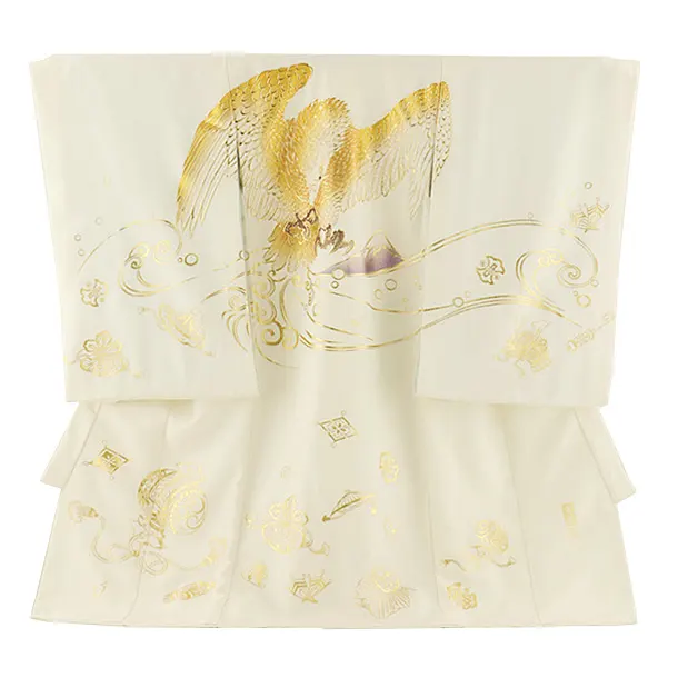 男児産着 お宮参りレンタル1647 【正絹】白ぼかし 虎と城 | 着物