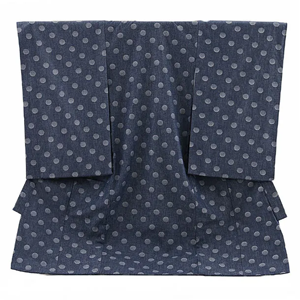男児産着 お宮参りレンタル2702 デニム風 ドット