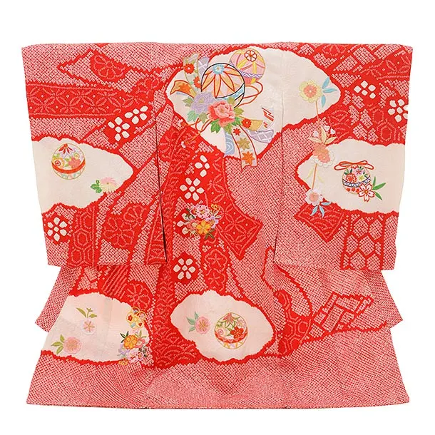 #10-117  正絹  女児  お宮参り  産着  きもの　花に鼓　織鶴 12_000000001293.jpg?1700372581