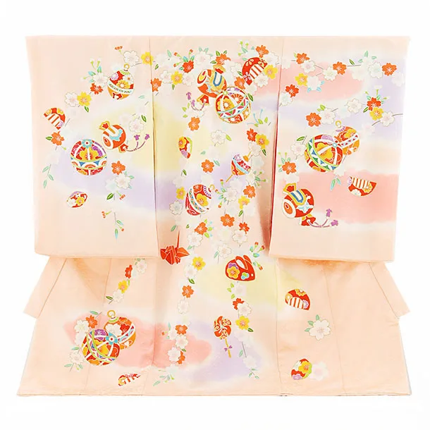 新品　女児産着 お宮参り 正絹 ピンク地 絞り花車 刺繍 楽天市場】女の子のお宮参り産着 祝い着「ピンク 花車に束ね熨斗