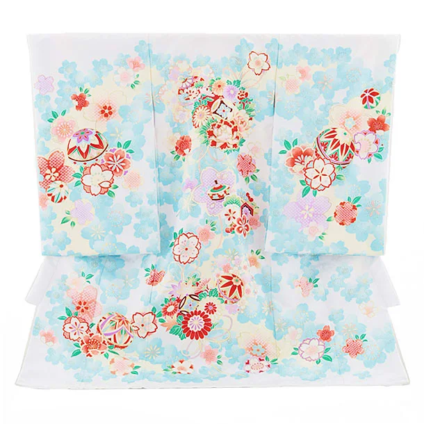 産着　女の子　お宮参り　白　花柄 お宮参り 着物 女の子 産着 赤ちゃん 白 ホワイト 雪輪 鼓 桜 花