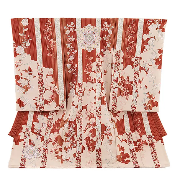 女児産着 お宮参り レンタル2718 赤地 藤に更紗